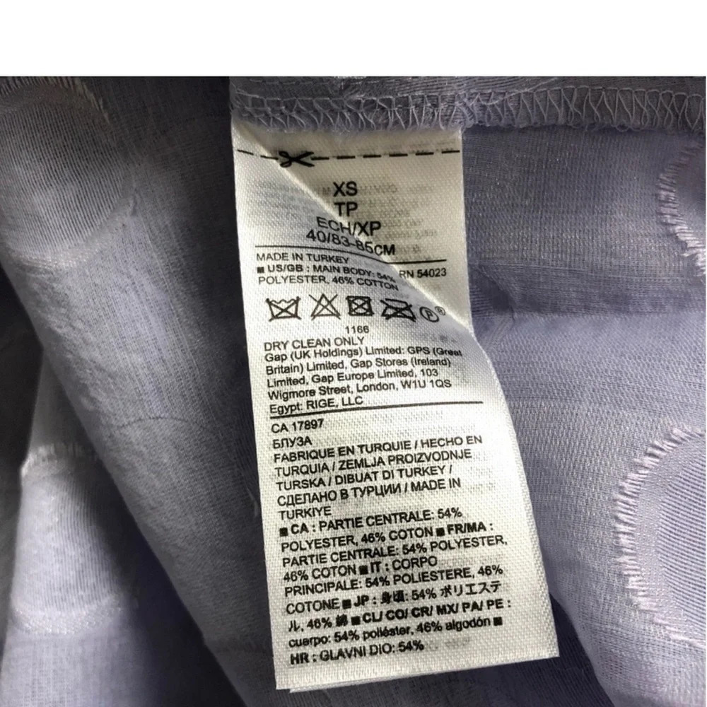 New Banana Republic Lilac lavender Polka-Dot Fringe Flutter short sleeve top - Picture 12 of 14